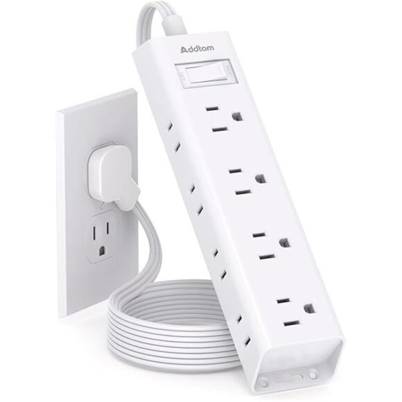 10FT Extension Cord - Power Strip Surge Protector, Flat Plug, Addtam 12 Widely - Picture 16 of 16